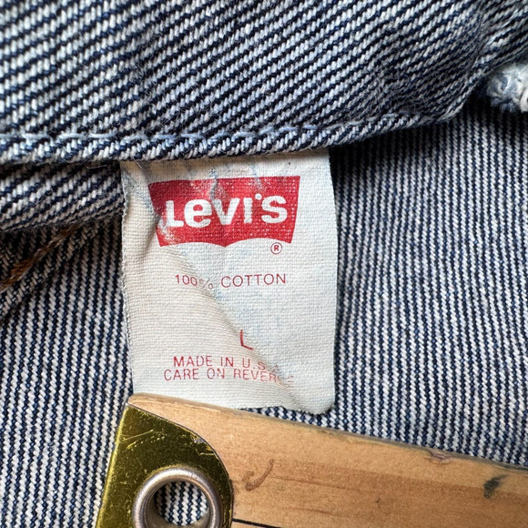 VTG 80s Levis Jean Jacket L 70507 0227 USA 4 Pocket ACID Wash DENIM Trucker Blue - Picture 8 of 10